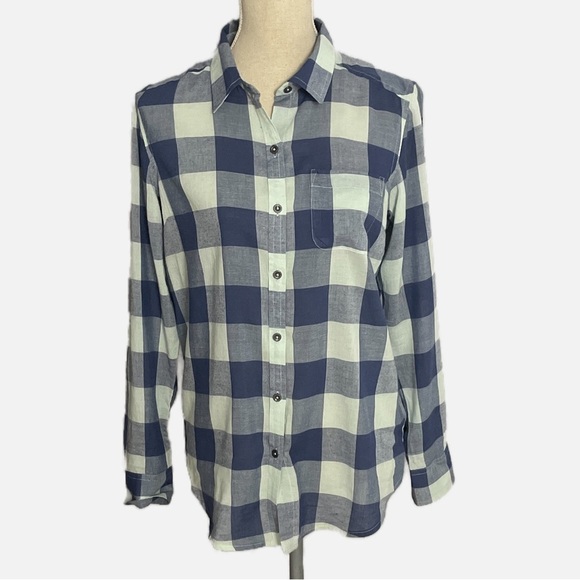 Natural Reflections Women’s Plaid Button Down Shirt Top Small Blue Rodeo Cowgirl - Picture 1 of 6